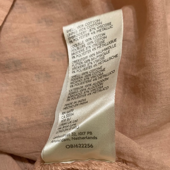 New Anthropologie Women’s Embroidered Mini Dress Blue Peach Coastal Cowgirl M - Picture 10 of 13